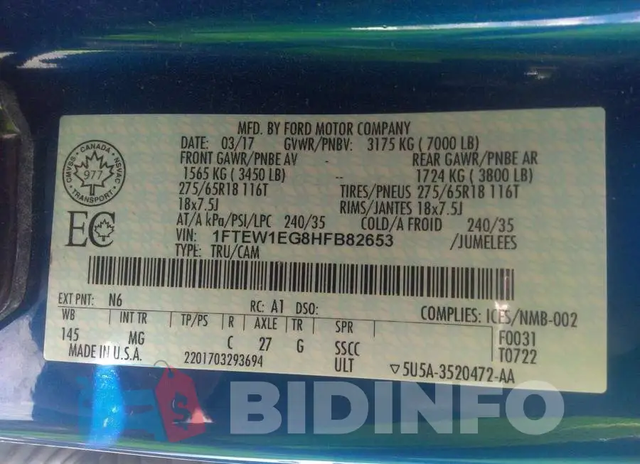 1FTEW1EG8HFB82653 Photo# 9