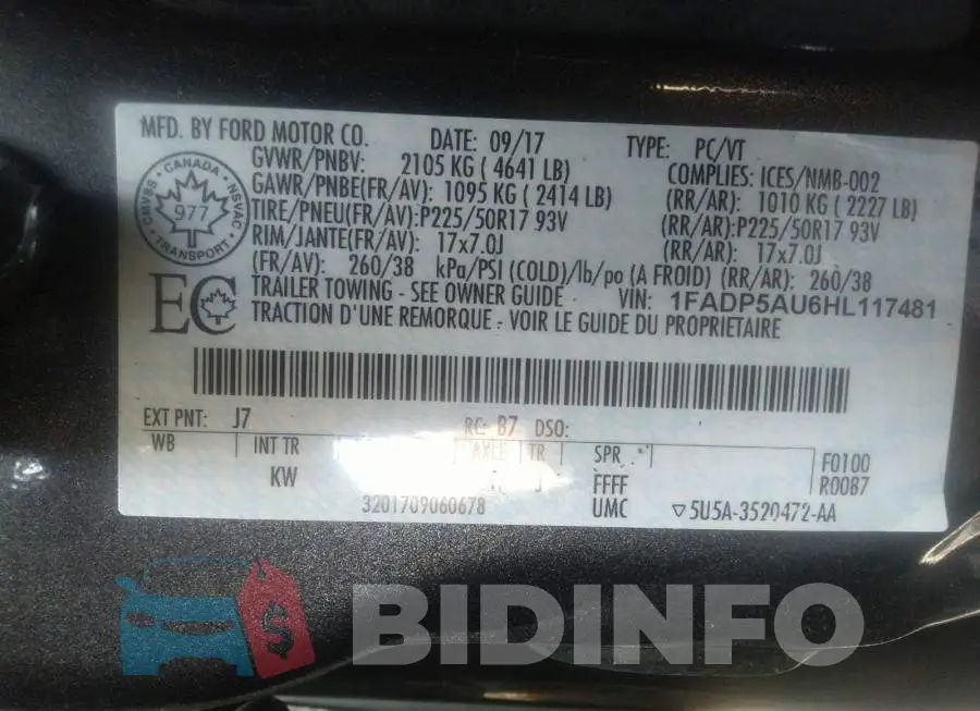 1FADP5AU6HL117481 Photo# 9