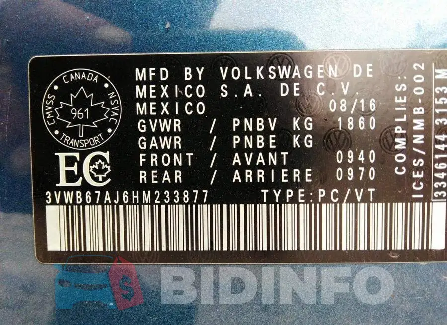 3VWB67AJ6HM233877 Photo# 9