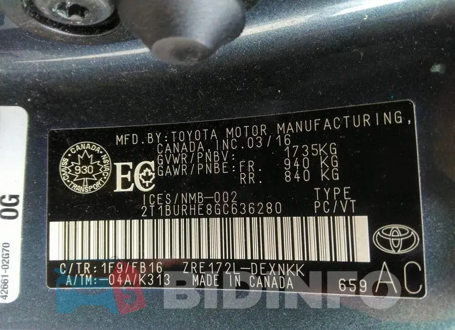 2T1BURHE8GC636280 Photo# 9