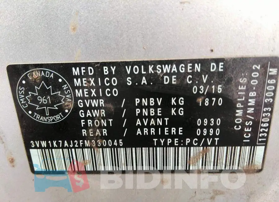 3VW1K7AJ2FM330045 Photo# 9