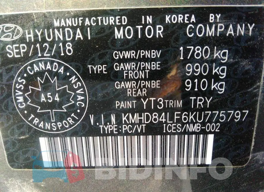 KMHD84LF6KU775797 Photo# 9