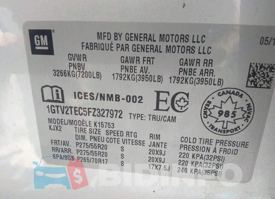 1GTV2TEC5FZ327972 Photo# 9