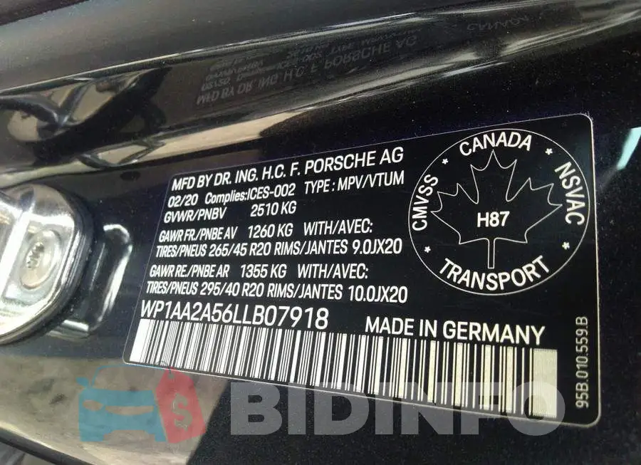 WP1AA2A56LLB07918 Photo# 9