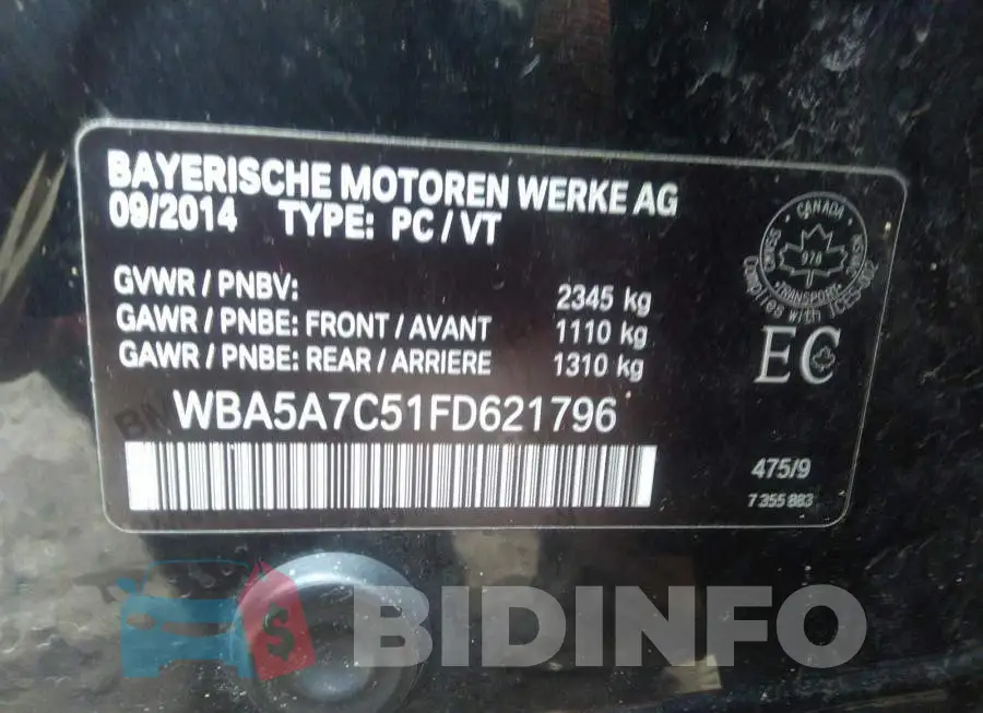 WBA5A7C51FD621796 Photo# 9