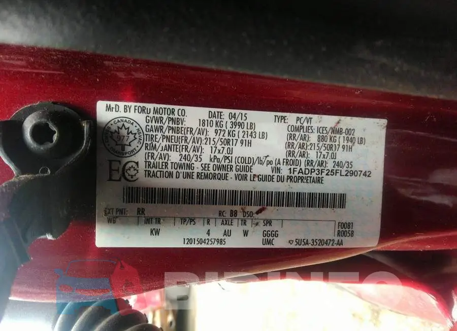 1FADP3F25FL290742 Photo# 9