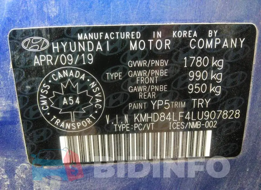 KMHD84LF4LU907828 Photo# 9
