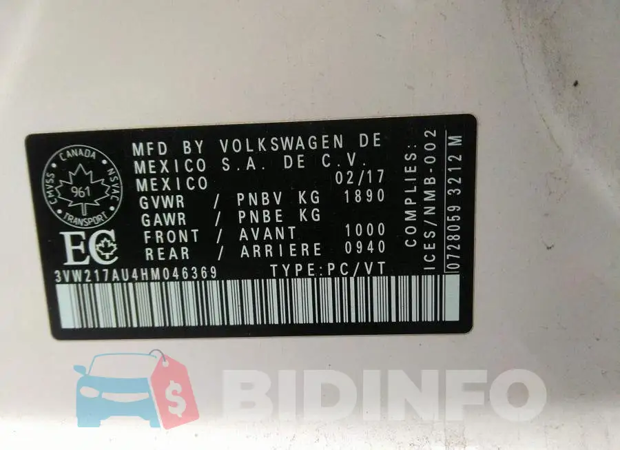 3VW217AU4HM046369 Photo# 9