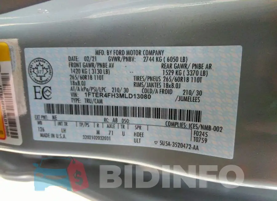 1FTER4FH3MLD13080 Photo# 9