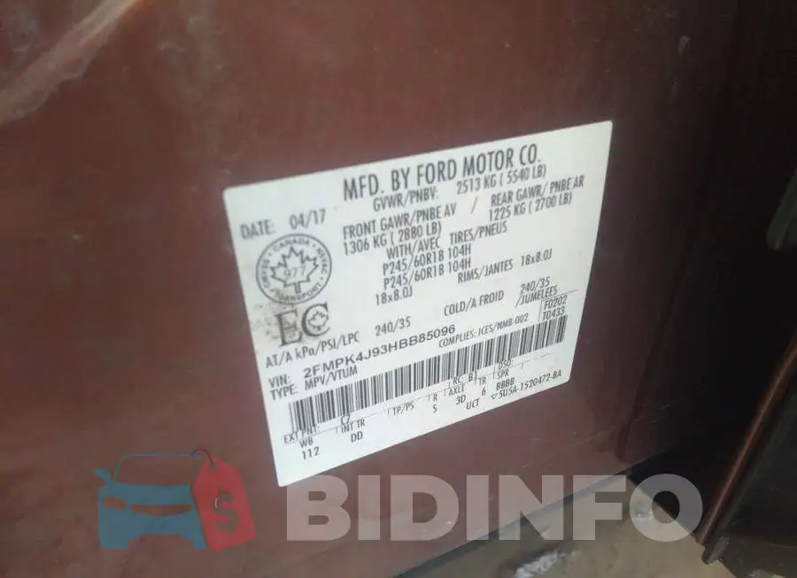 2FMPK4J93HBB85096 Photo# 9