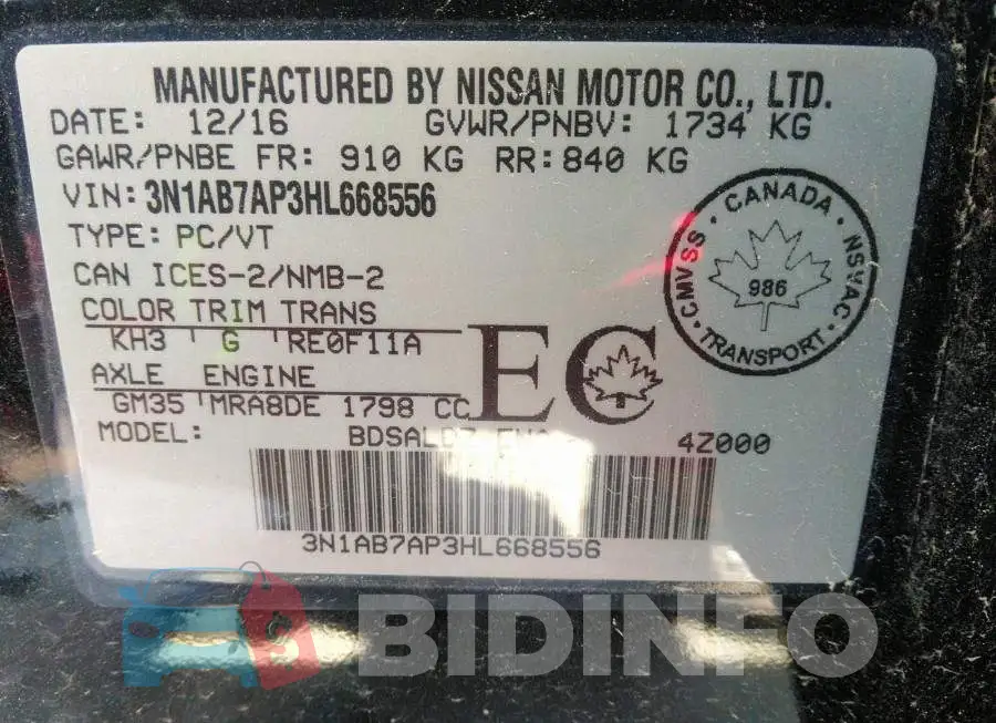 3N1AB7AP3HL668556 Photo# 9