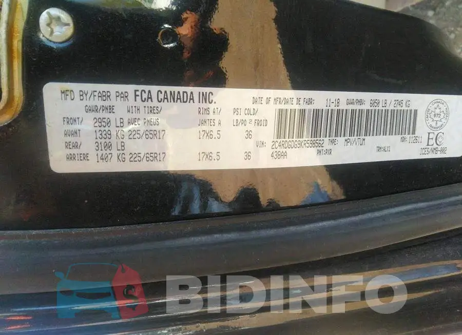 2C4RDGDG9KR598562 Photo# 9