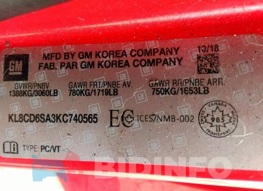 KL8CD6SA3KC740565 Photo# 9