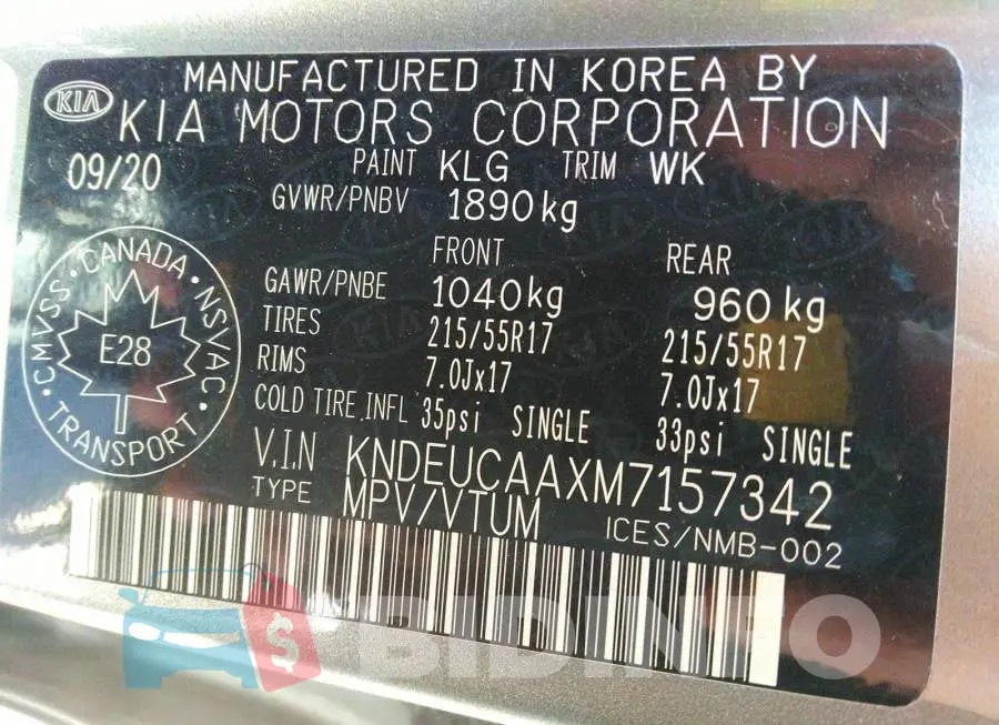 KNDEUCAAXM7157342 Photo# 9