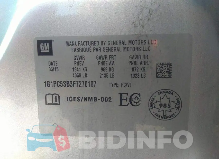 1G1PC5SB3F7270107 Photo# 9
