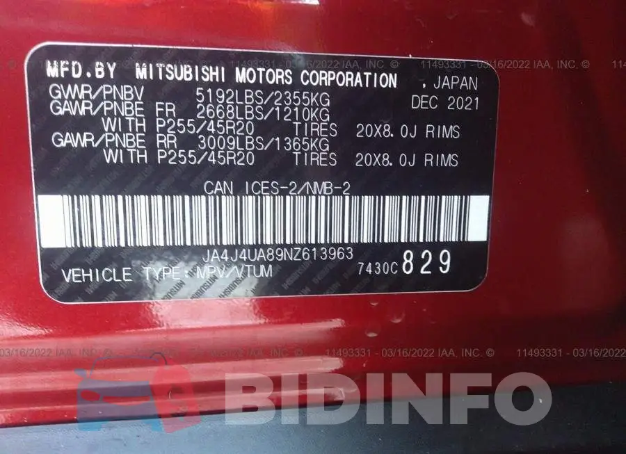 JA4J4UA89NZ613963 Photo# 9
