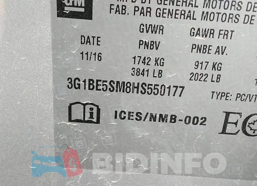 3G1BE5SM8HS550177 Photo# 9