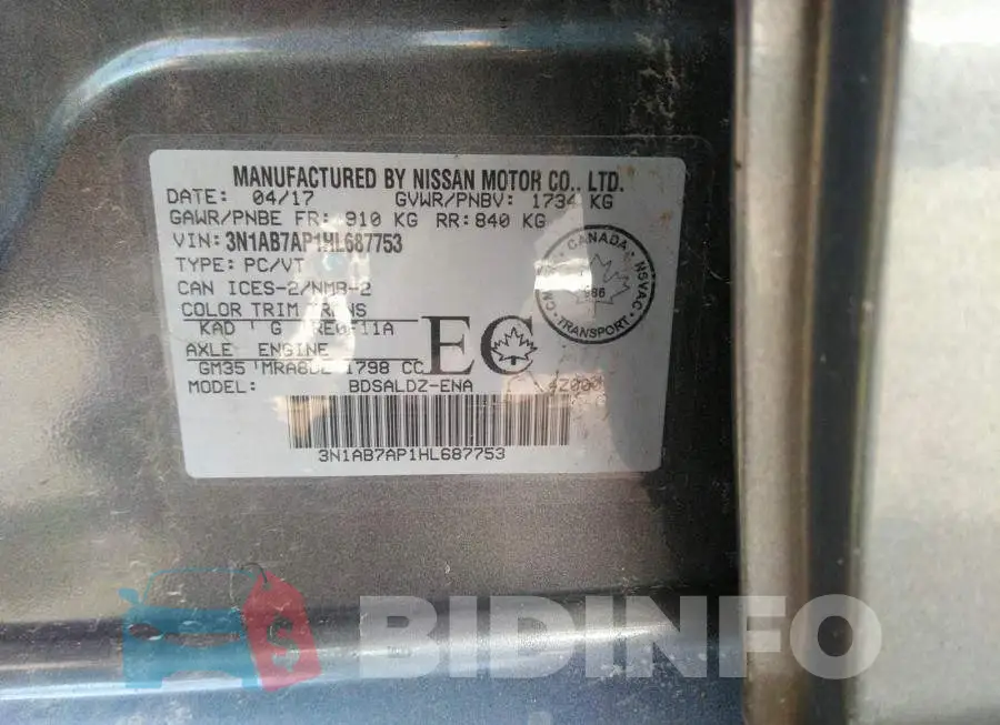 3N1AB7AP1HL687753 Photo# 9