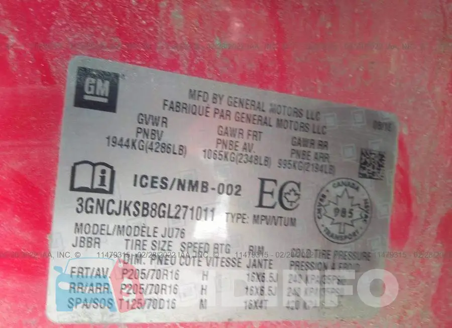 3GNCJKSB8GL271011 Photo# 9