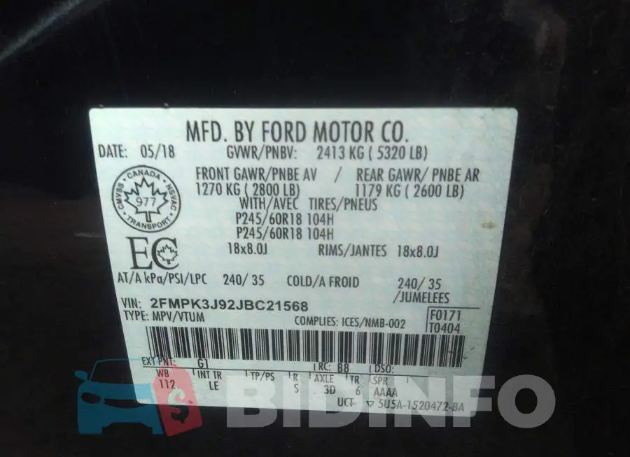 2FMPK3J92JBC21568 Photo# 9