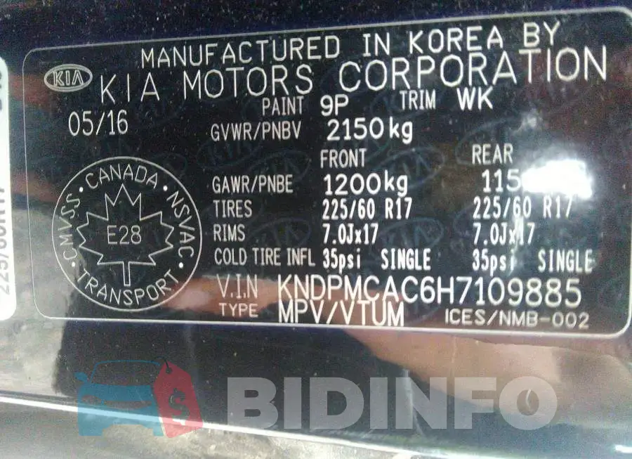 KNDPMCAC6H7109885 Photo# 9