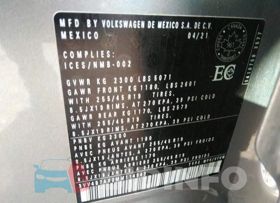 3VV4B7AX2MM114943 Photo# 9