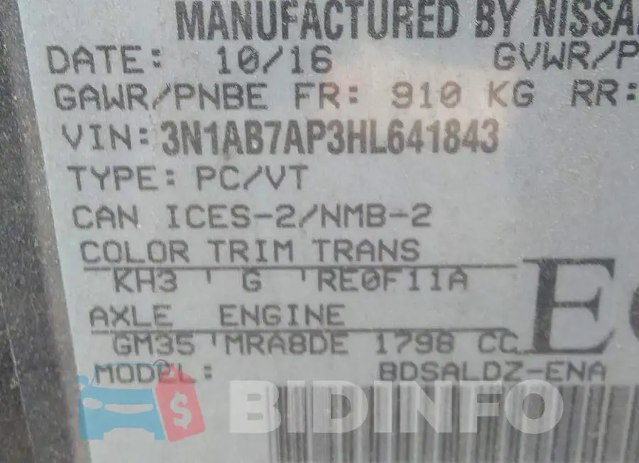 3N1AB7AP3HL641843 Photo# 9