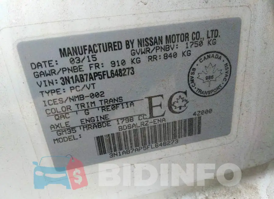 3N1AB7AP5FL648273 Photo# 9