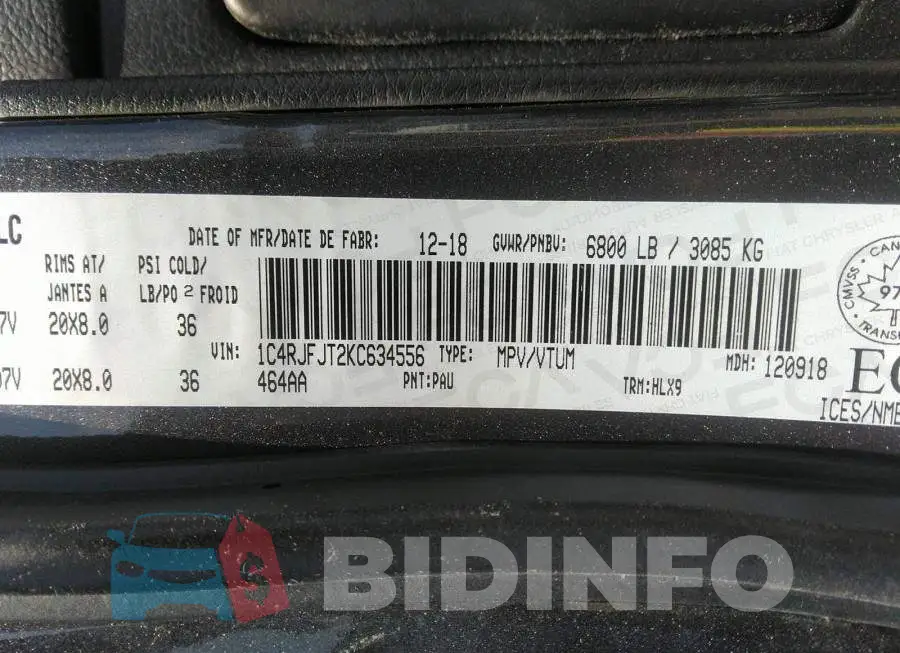 1C4RJFJT2KC634556 Photo# 9