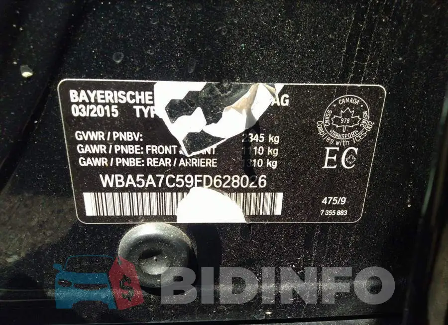 WBA5A7C59FD628026 Photo# 9