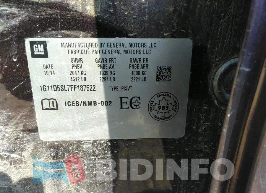 1G11D5SL7FF187622 Photo# 9