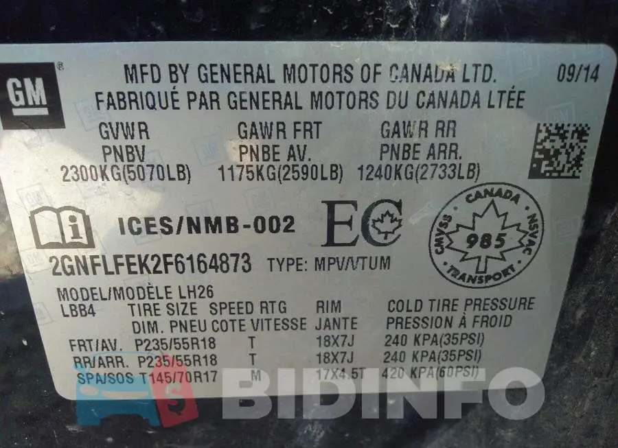 2GNFLFEK2F6164873 Photo# 9