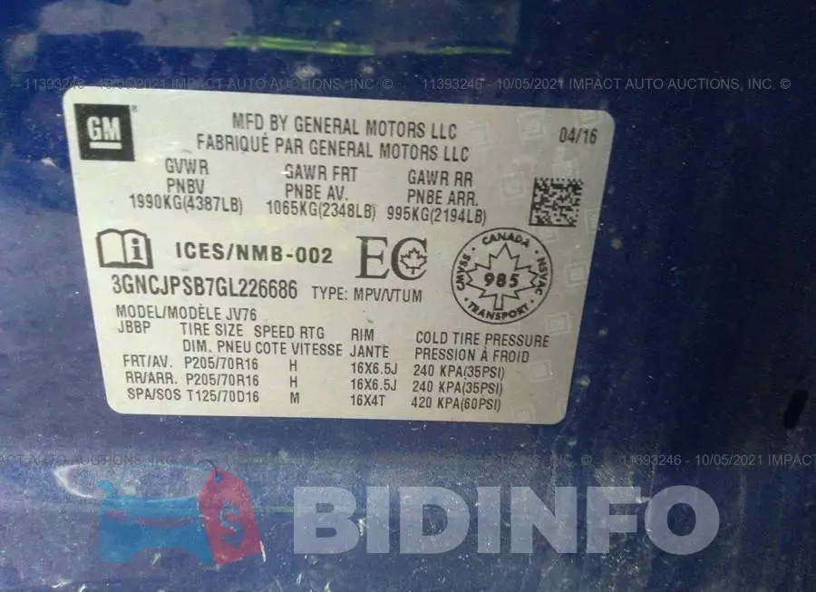 3GNCJPSB7GL226686 Photo# 9