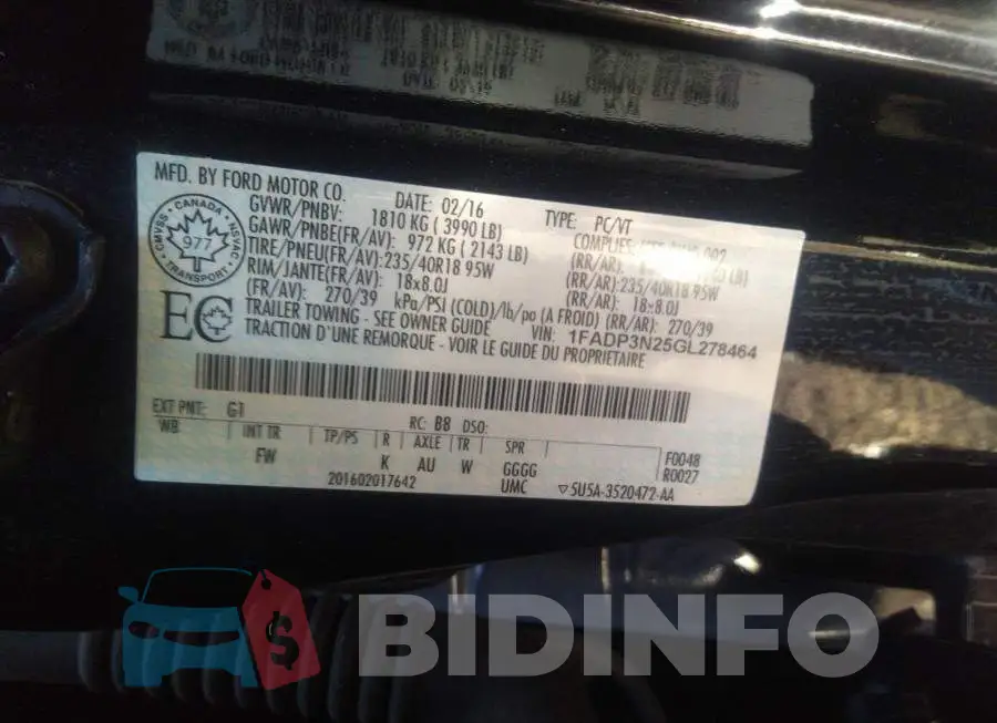 1FADP3N25GL278464 Photo# 9
