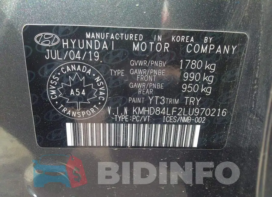KMHD84LF2LU970216 Photo# 9