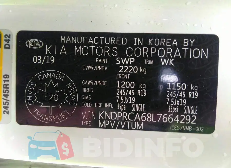 KNDPRCA68L7664292 Photo# 9