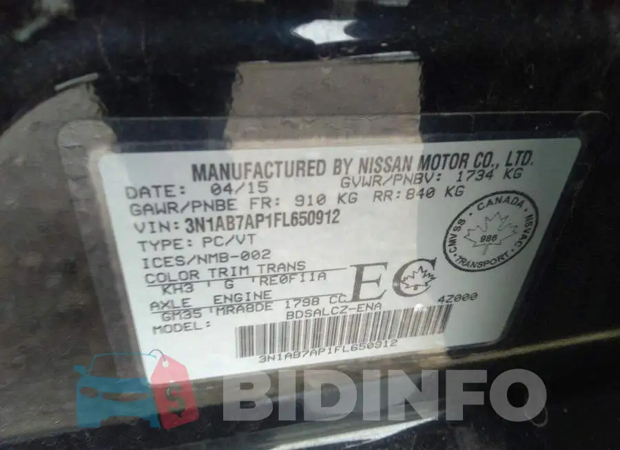 3N1AB7AP1FL650912 Photo# 9