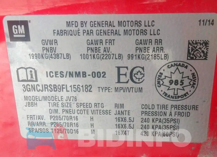 3GNCJRSB9FL156182 Photo# 9