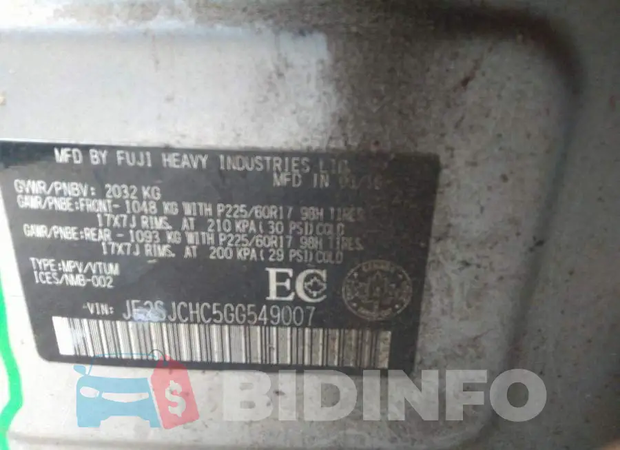 JF2SJCHC5GG549007 Photo# 9
