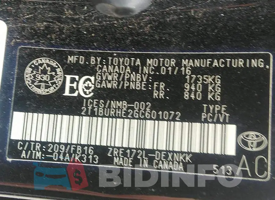 2T1BURHE2GC601072 Photo# 9