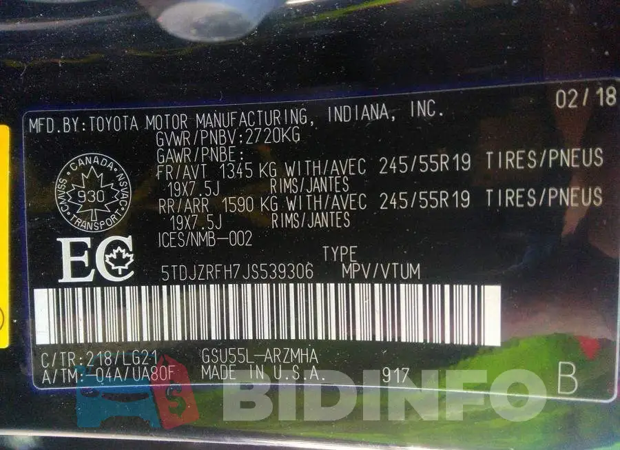 5TDJZRFH7JS539306 Photo# 9