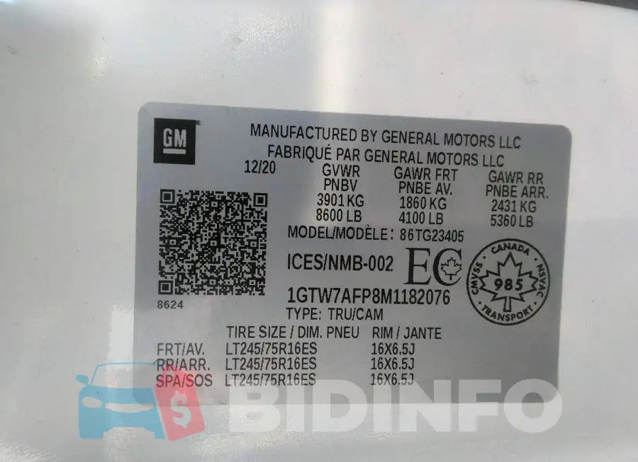 1GTW7AFP8M1182076 Photo# 9