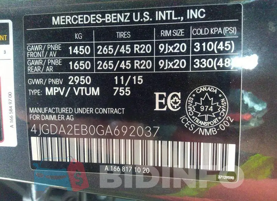 4JGDA2EB0GA692037 Photo# 9
