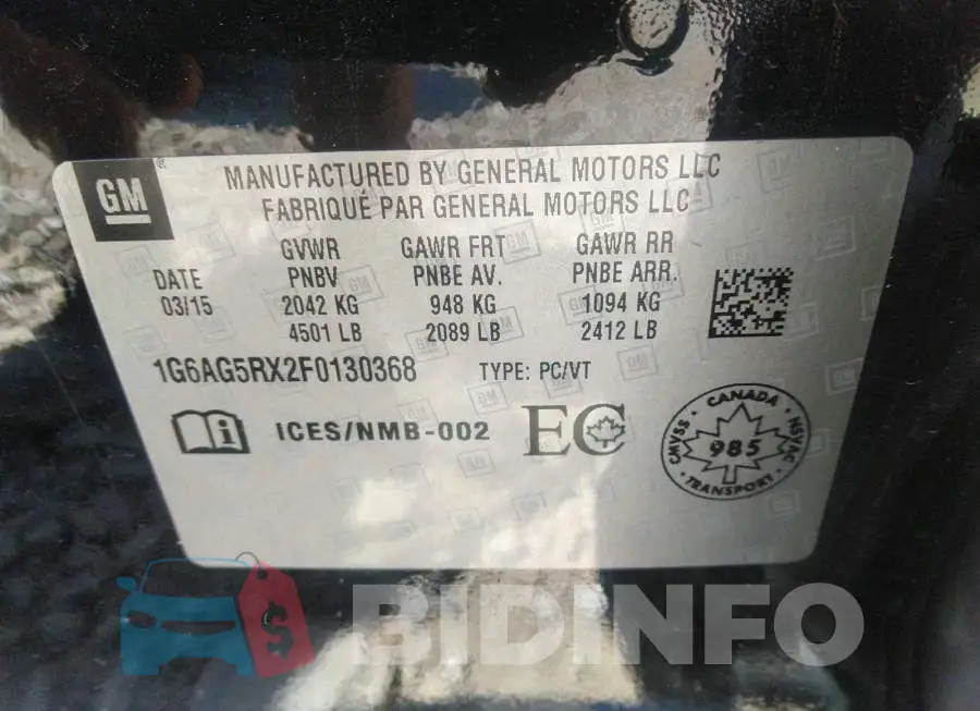 1G6AG5RX2F0130368 Photo# 9