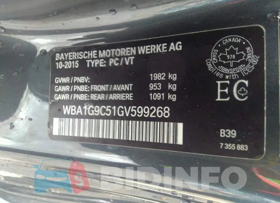 WBA1G9C51GV599268 Photo# 9