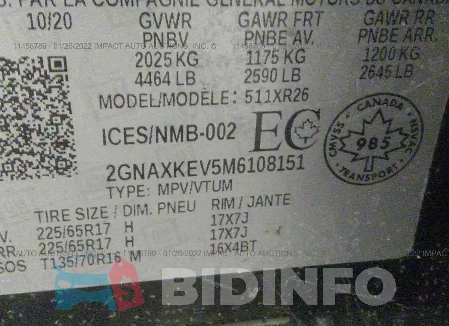 2GNAXKEV5M6108151 Photo# 9