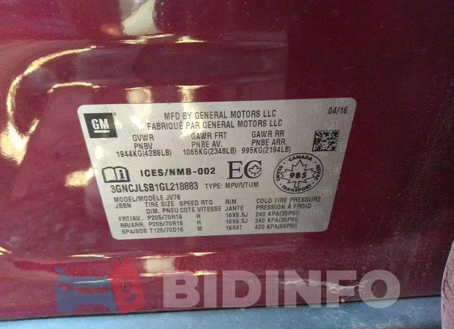 3GNCJLSB1GL218883 Photo# 9