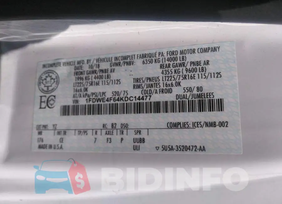 1FDWE4F64KDC14477 Photo# 9