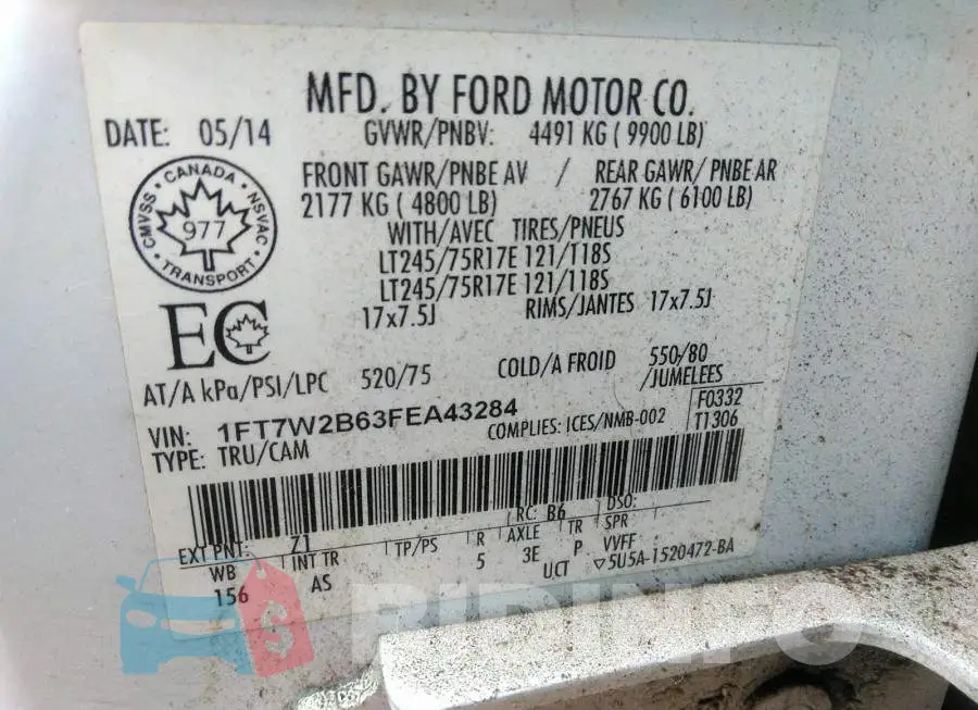 1FT7W2B63FEA43284 Photo# 9