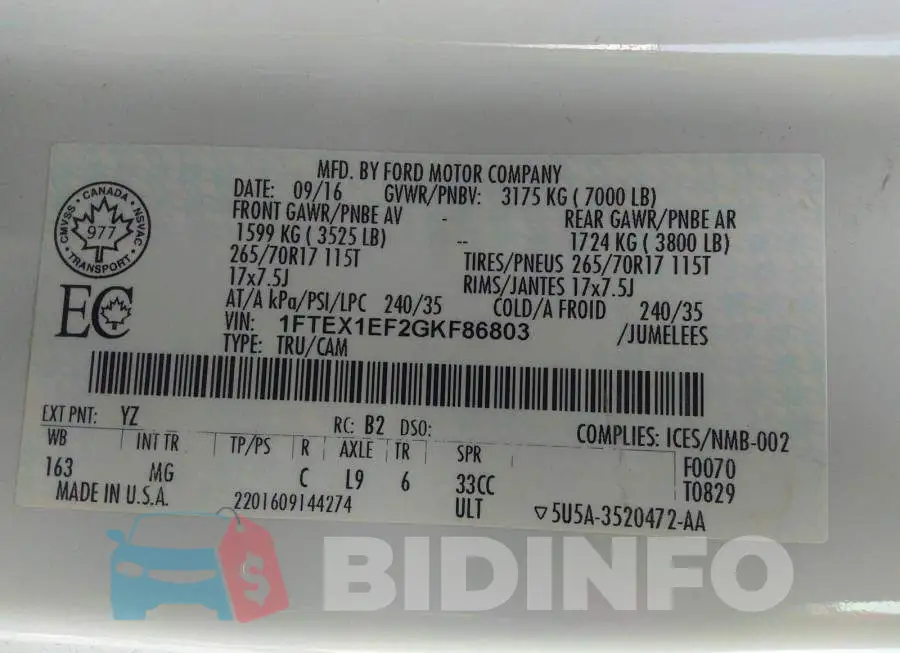 1FTEX1EF2GKF86803 Photo# 9